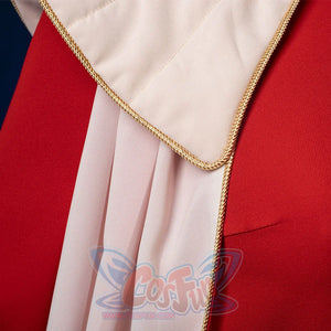 Princess Leia cosplay costume close-up of white cloak draping with golden braided trim detail