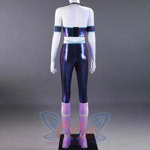 Tecna cosplay costume with sequin bustier and pants, back view