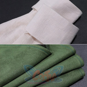 White and green fabric materials for Jester Lavorre cosplay costume