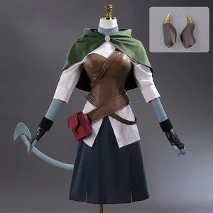 Full front view of Jester Lavorre cosplay costume with horns