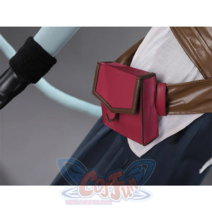 Pink waist bag accessory detail from Jester Lavorre cosplay costume