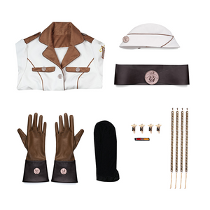 The Boys Vought Rising Private Angel Cosplay Costume, includes hat, bodysuit, belt, gloves, stockings, bracelets, brooches.