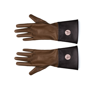The Boys Vought Rising Private Angel Cosplay Costume, black and brown gloves are decorated with metal badge.