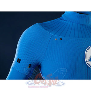 The Fantastic Four: First Steps Mister Fantastic Reed Richards Cosplay Costume, black decorative detail on the shoulders.