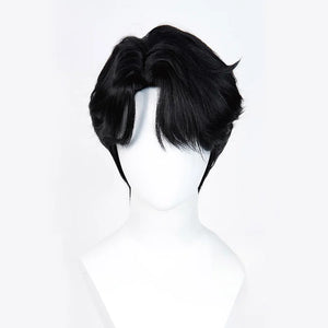 The Saja Boys Jinu Cosplay Wig, black short hair, middle-parted bangs, the overall sense of hierarchy