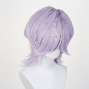 The Saja Boys Mystery Cosplay wig, grey and purple short wig with long bangs