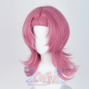 The Saja Boys Romance Cosplay wig, long pink wig with long sideburns, right side view
