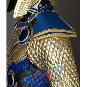 Thor: Love and Thunder Cosplay costume of shoulder armor is blue with gold edges, the sleeves are golden diamond texture.