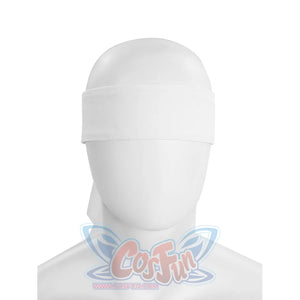 Tim cosplay white balaclava hood base layer worn under the mask on mannequin