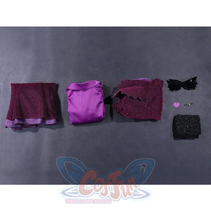 Complete Vampire Vee Cosplay Costume set layout showing all pieces