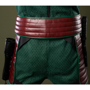 The back of the soldier boy cosplay costume belt features brown striped detailing.