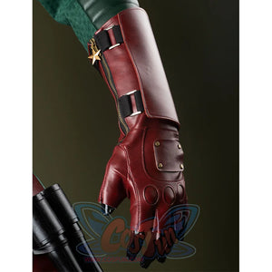 Dark reddish-brown armored gloves, with protective structures on the joints and the back of the hands.