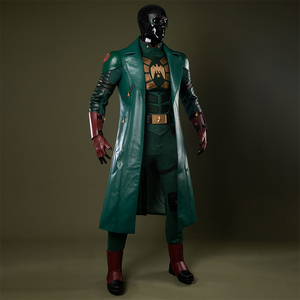 Mainly in dark green, accented with gold and reddish-brown tones, creating an overall sense of weight and solidity.