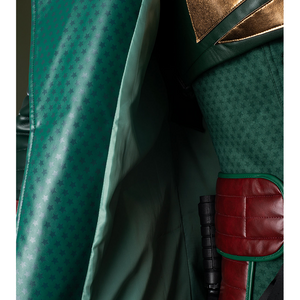 The inner lining is also dark green, with a smooth texture.