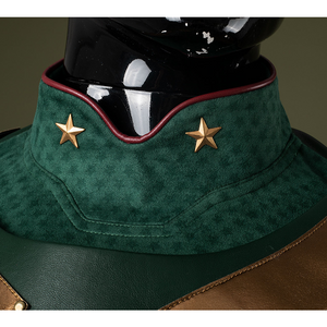 The inner garment has a stand-up collar with golden star-patterned decoration.