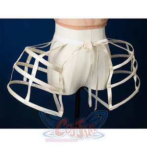 Enid Sinclair Gala dress hoop skirt petticoat with cream ribbon ties, structured cage frame, adjustable waist support