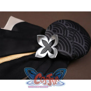 The center part of the headband is a complex pattern with silver flower decorations below.