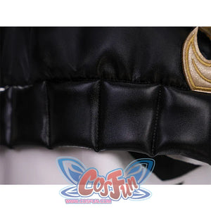 Wuthering Waves Buling Cosplay Costume's hem is made of black PU leather material, made into a checkered shape.