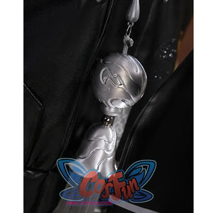 Wuthering Waves Buling Cosplay Costume left side waist has a silver ball pendant with tassels of the same color below.