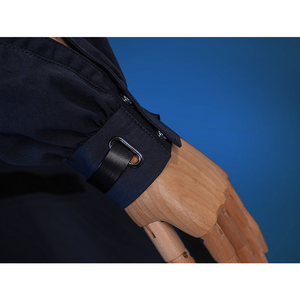 Wuthering Waves Chisaki Cosplay Costume, there is a black PU leather strap and snap fasteners on the cuffs.