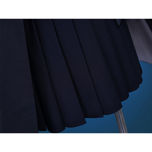 Wuthering Waves Chisaki Cosplay Costume, navy evenly pleated skirt.