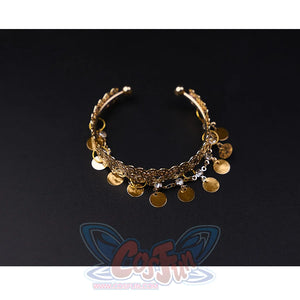 Wuthering Waves Gabrielle Cosplay Costume, gold metal bracelet with sequins.