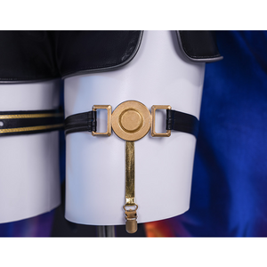 Wuthering Waves Gabrielle Cosplay Costume, black thigh strap with gold decoration.