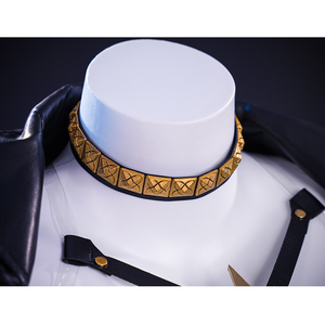 Wuthering Waves Gabrielle Cosplay Costume, simple metal choker fits the lines of the neck.