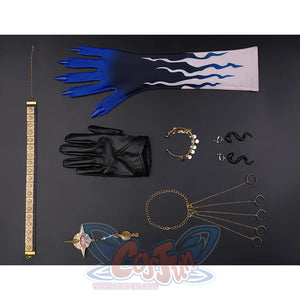 Wuthering Waves Gabrielle Cosplay Costume, includes necklace, gloves, bracelet, rings, chest accessory chain, finger chain.