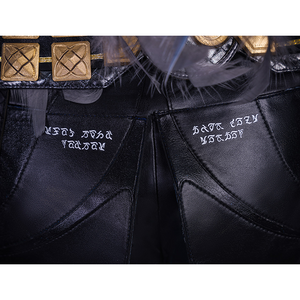 Wuthering Waves Gabrielle Cosplay Costume, the shorts have white printed lettering on the back.