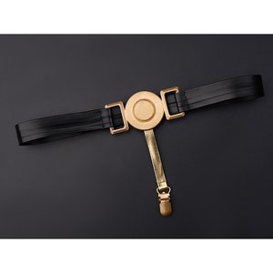 Wuthering Waves Gabrielle Cosplay Costume, black thigh strap with gold decoration.