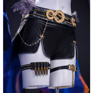 Wuthering Waves Gabrielle Cosplay Costume, thigh strap with bullet ornaments.