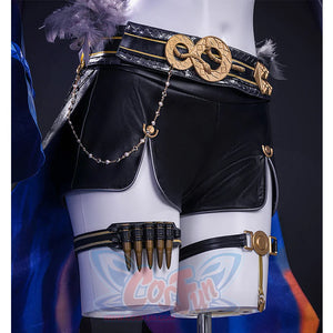 Wuthering Waves Gabrielle Cosplay Costume, thigh strap with bullet ornaments.