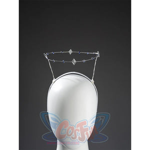 Mornye cosplay costume headband with silver chain, crystal beads, and diamond-shaped centerpiece