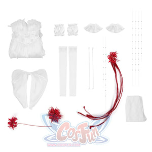 Phrolova cosplay costume complete set with dress, accessories, and red flower props all pieces