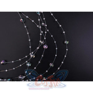 Phrolova cosplay costume beaded chain decoration with iridescent crystal accents close-up