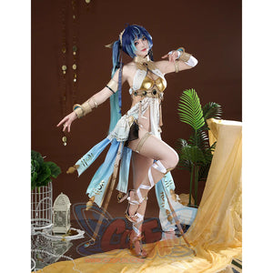 Wuthering Waves Yuno Cosplay Costume, showcasing a variety of layers in the half skirt, side view.