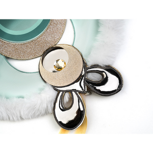 Zibai cosplay costume back ornament with gold circular discs, yellow gem, and black accents