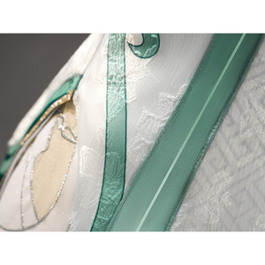 Zibai cosplay costume jacquard fabric featuring white quilted pattern with teal trim and accents