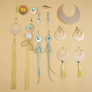 Zibai cosplay costume accessories set including earrings, pendants, tassels, and gold ornaments