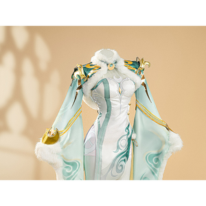 Zibai cosplay costume upper body detail with ornate shoulder armor and turquoise bodysuit