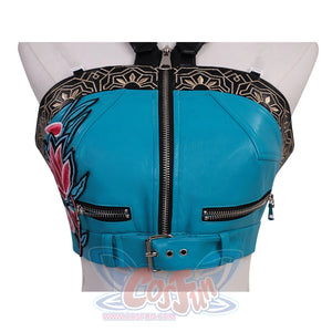 Zoey Cosplay Costume, there are three silver zippers on the top.