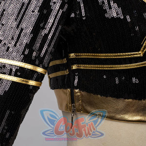 Zoey Cosplay Costume's sleeve with black sequins.