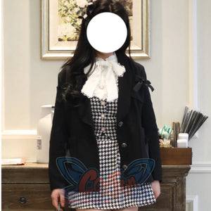 Daily Elegant Winter Lolita Woolen Houndstooth Skirt Sets