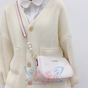 New Style Vintage Printed Bear Crossbody Bag White and Pink