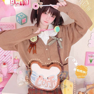 Lolita Cheese and Bear Sliced Bread Bag and Hairband Sets S22556 Crossbody Bag