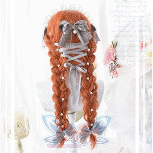 Soft Girl Harajuku Style Long Brunches Curly Wig Pumpkin Color
