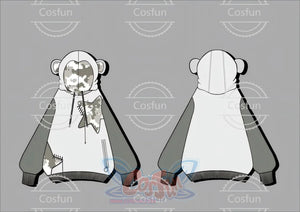 Design illustration of gorilla Full Zip Hoodie showing front and back views with pixelated gorilla details