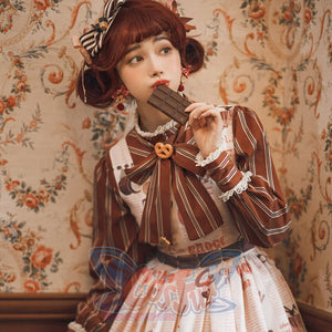 Chocolate Daily Sweet Lolita Stripe Long Sleeve Shirt
