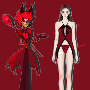 【CONFIRMATION】$3 Deposit = $10 Coupon Hazbin Hotel Cosplay Alastor Tankini Swimsuit
